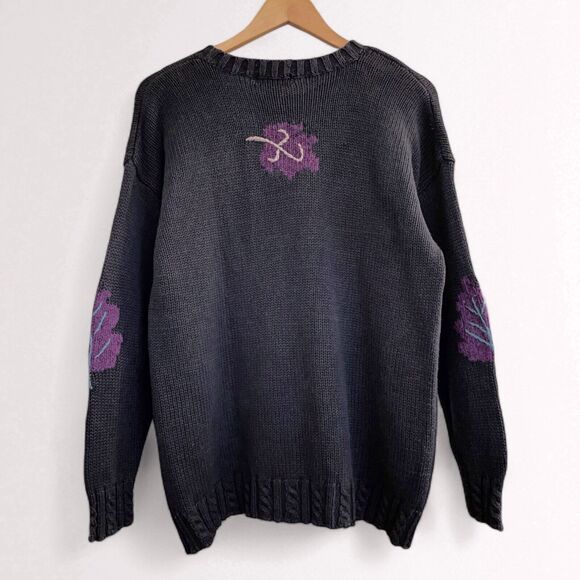 Vintage AOP Art To Wear Sweater Sz M Cabincore Grandma Cottagecore Cozy Fall - Picture 8 of 10